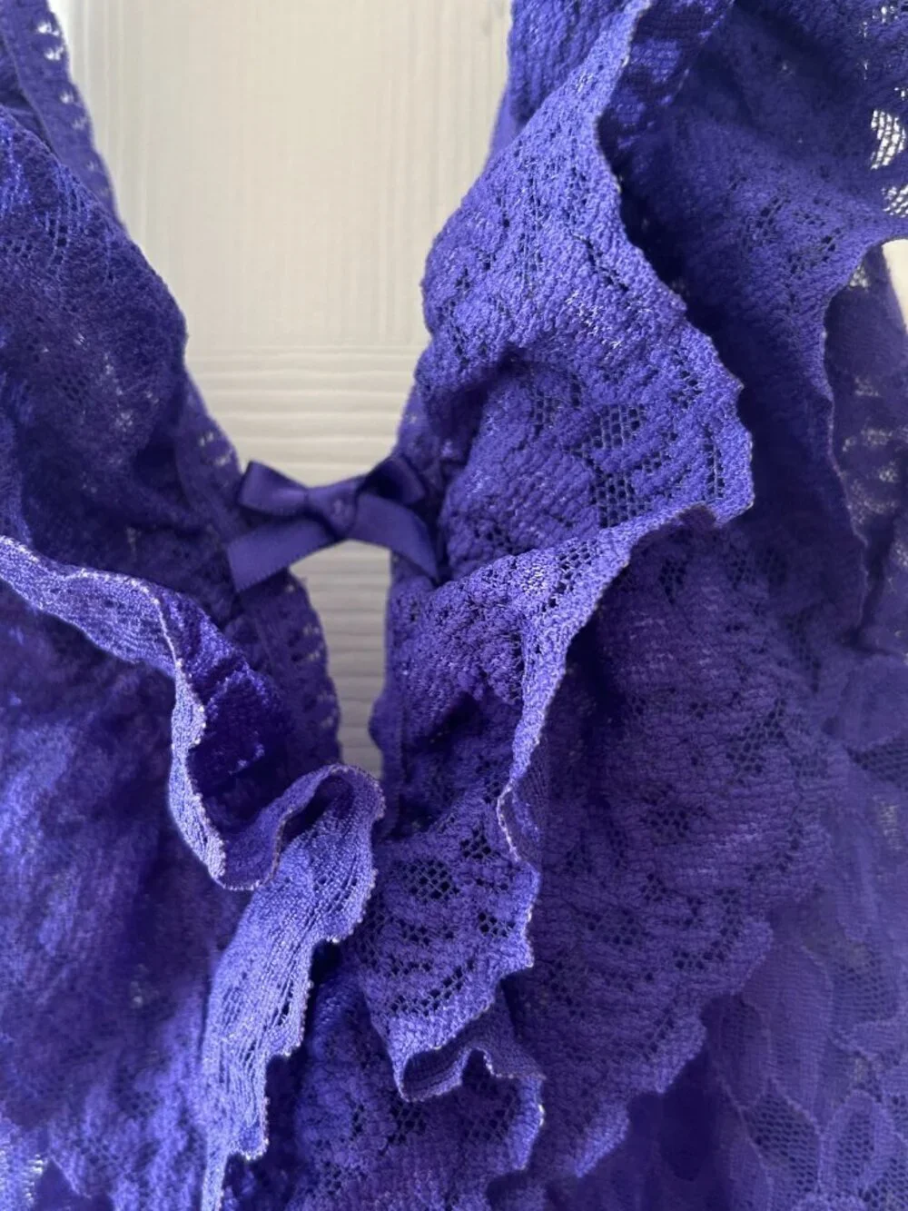 Victorias Secret The Lacie Sheer Lace Halter Babydoll Lingerie Purple Size Small